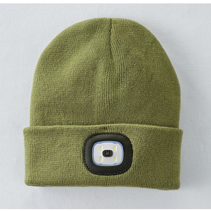 Night Scout LED Beanie, Olive, large