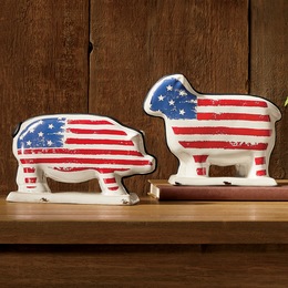 Patriotic Ceramic Farm Animal Statue, , large