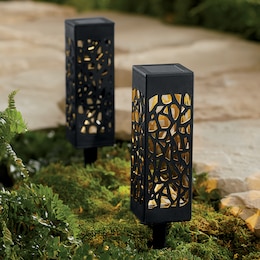 Set of 2 Solar Column Garden Lights, , large