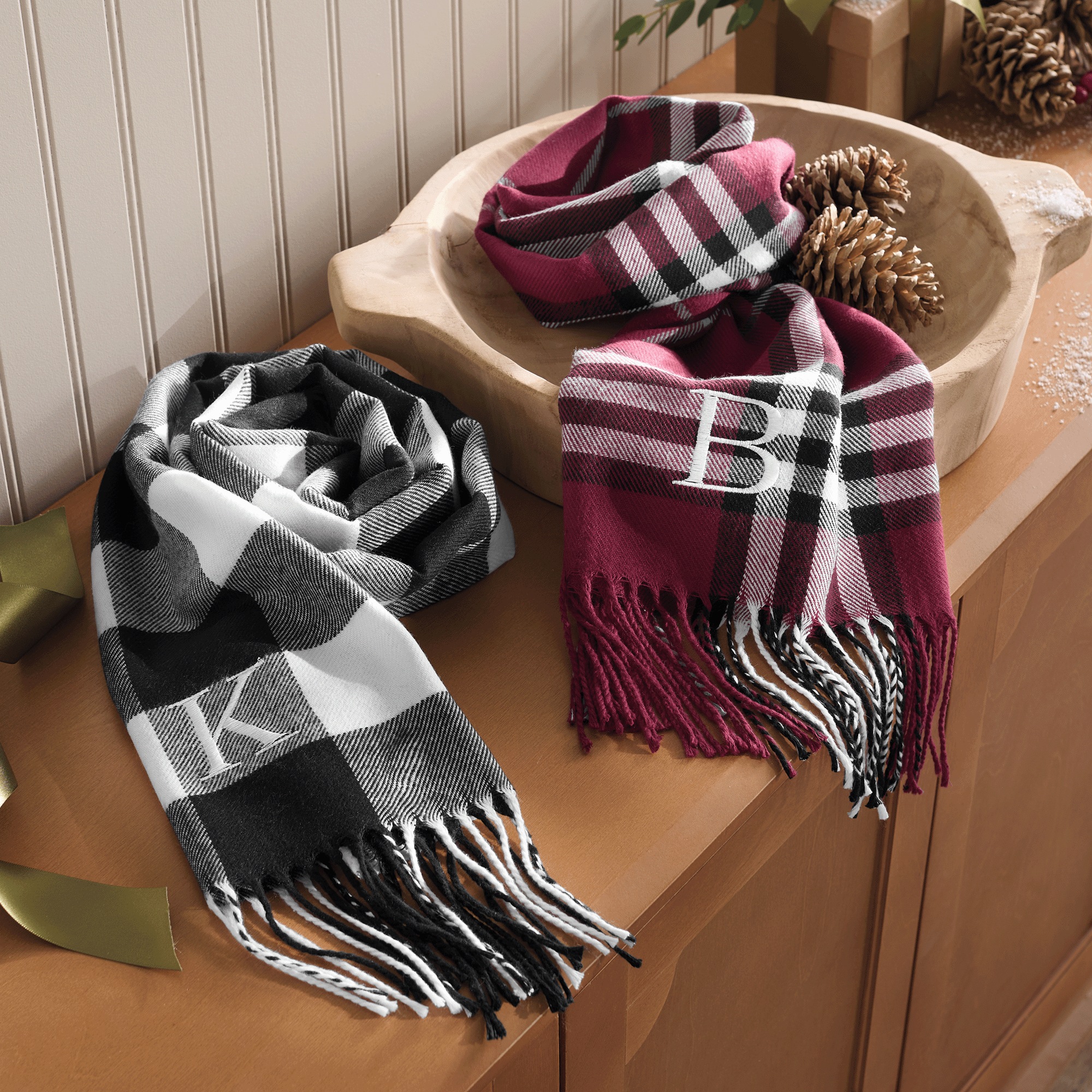 Men's Plaid Scarf, , large