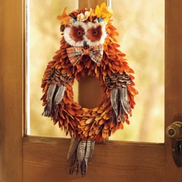 Fall Wood-Curl Owl Wreath, , large