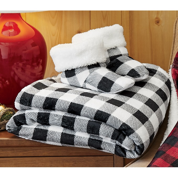 Buffalo Plaid Throw and Bootie Set, , large