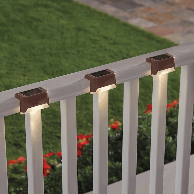 Set of 3 Solar Deck Lights, Brown, large