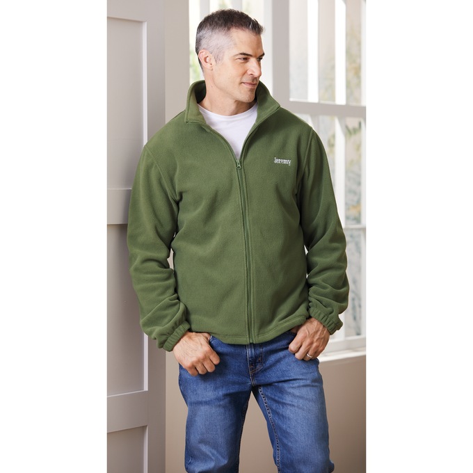 Men's Personalized Fleece Jacket, Olive, large