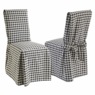 Gingham Check Dining Chair Cover with Ties, Black, large