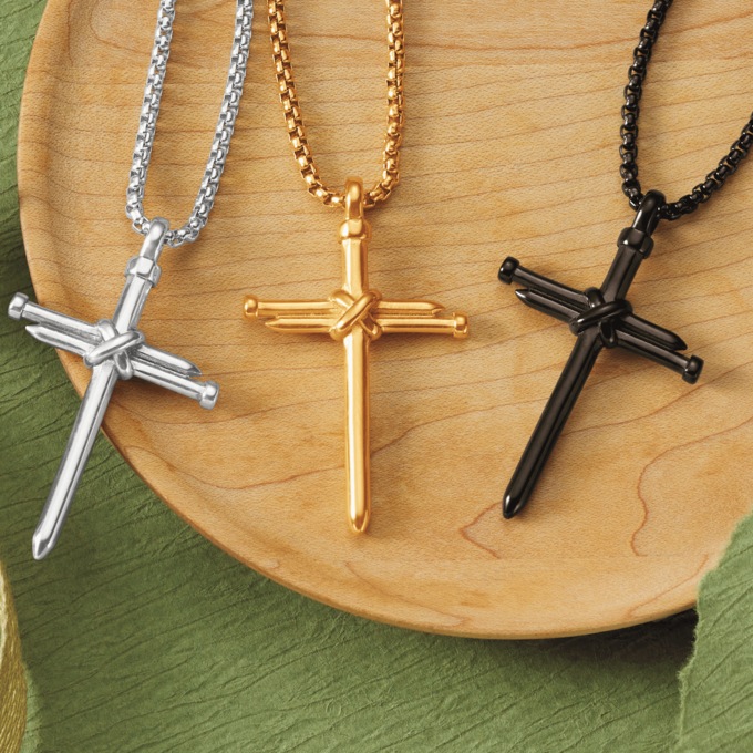 Men's Stainless Steel Nails/Cross Pendant, , large