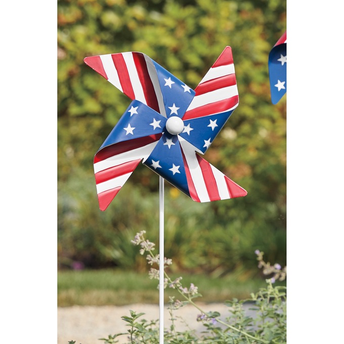  Americana Pinwheel Yard Stake, Red Stripe Blue Stars, large