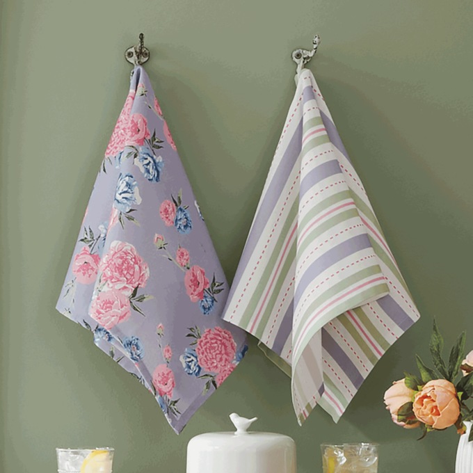 Set of 2 Romantic Kitchen Dish Towels, , large