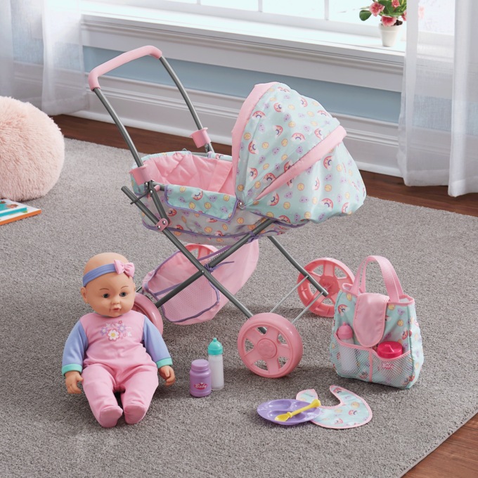Doll with Pram Set, , large