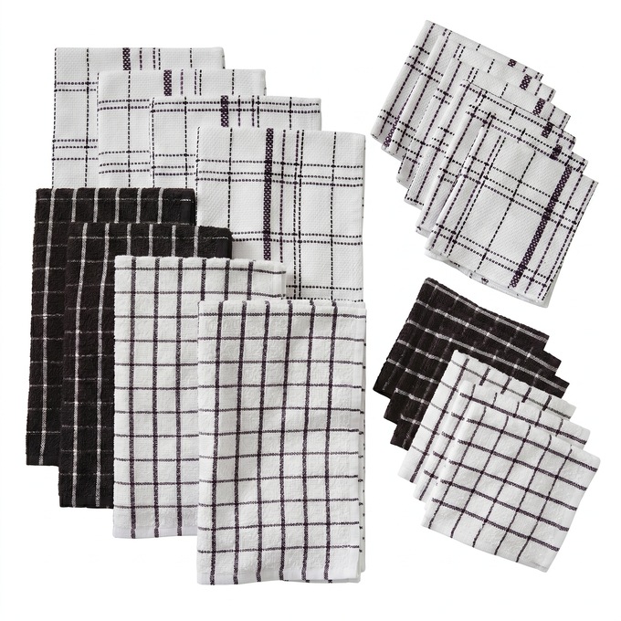 Color Connection 20-piece Kitchen Towel Set, Black, large