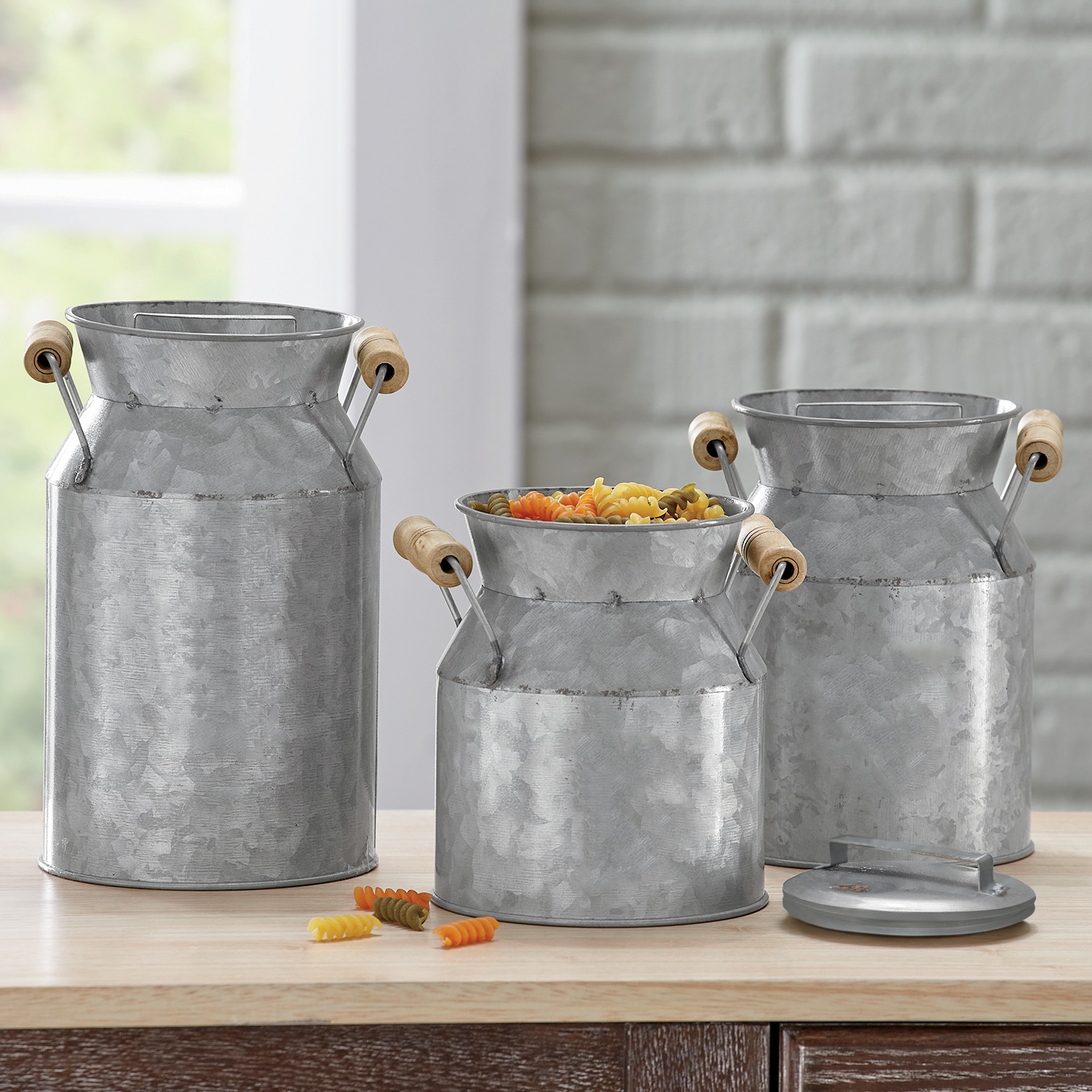 Set of 3 Milk Can Canisters, , large