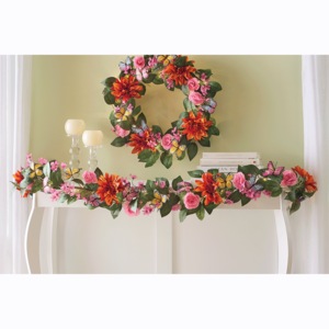 Lit Butterfly Floral Garland, , large