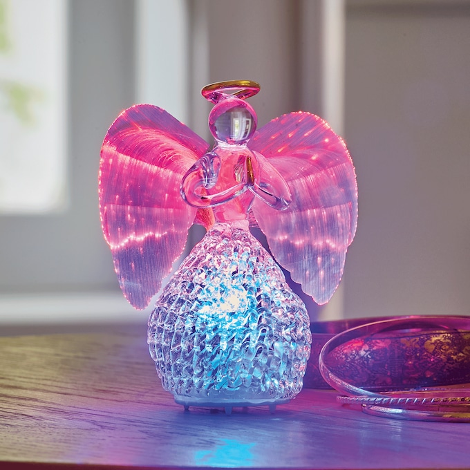 Glass Angel with Fiber Optic Wings, , large