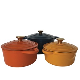 Set of 3 Cast Iron Dutch Ovens with Lids, , large