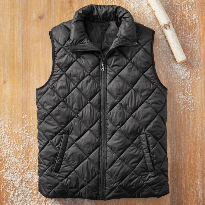 Men's Light Puffer Vest, Black, large