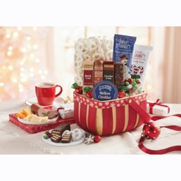 Red &amp; White Snowflake Basket, , large
