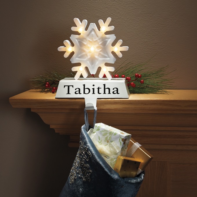 Lit Snowflake Stocking Holder, , large