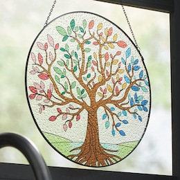 Stained Glass Mystic Tree of Life Hanging, , large