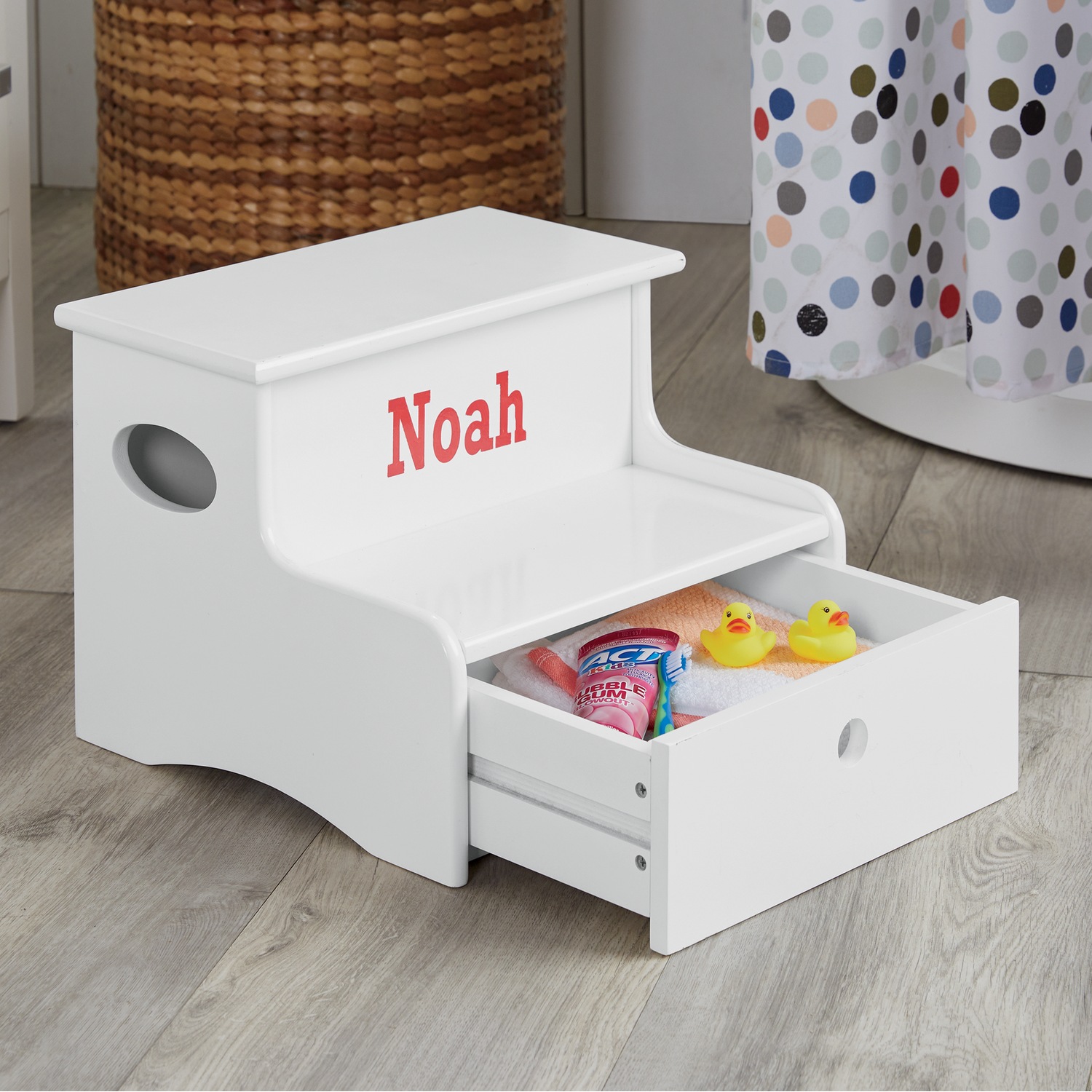 White step stool with hot sale storage