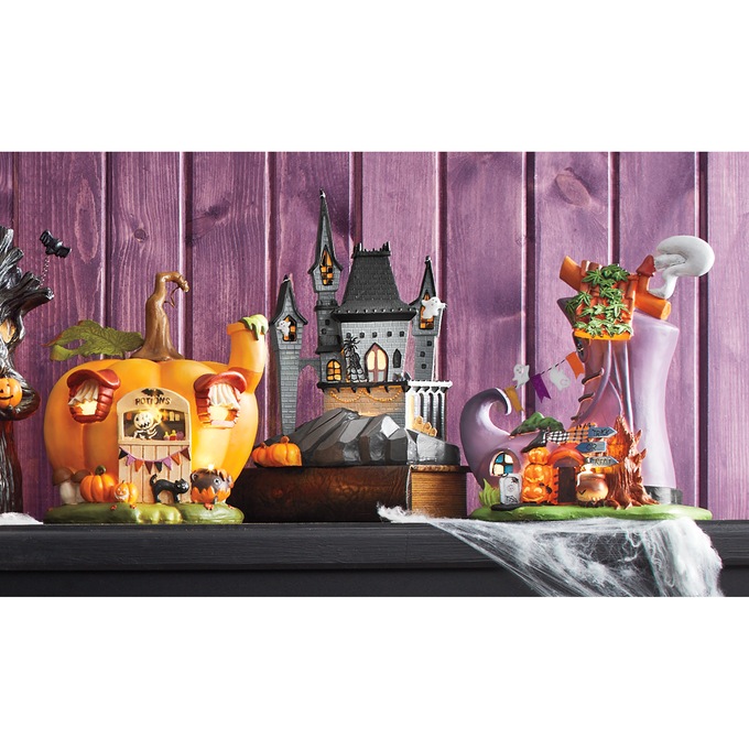 Lit Halloween Village Buildings, , large