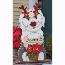 Chunky Wood Cutouts Lit Christmas Dog, , large
