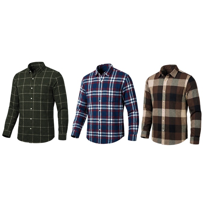 3-Pack Men's Flannel Shirts, , large