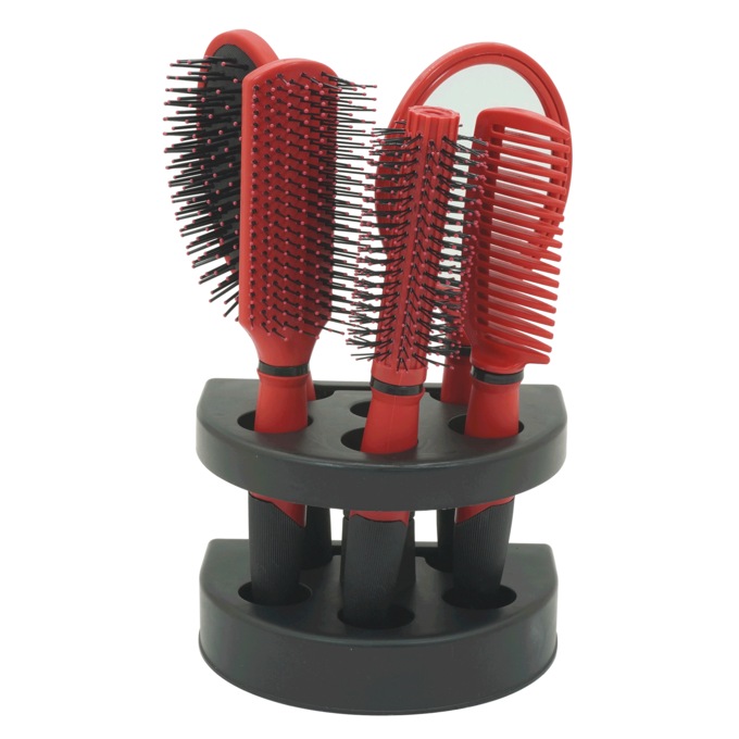 5-Piece Hairbrush Set with Stand, , large