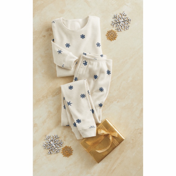 Chill Snowflake PJ Set in Organic Cotton Waffle Knit, , large
