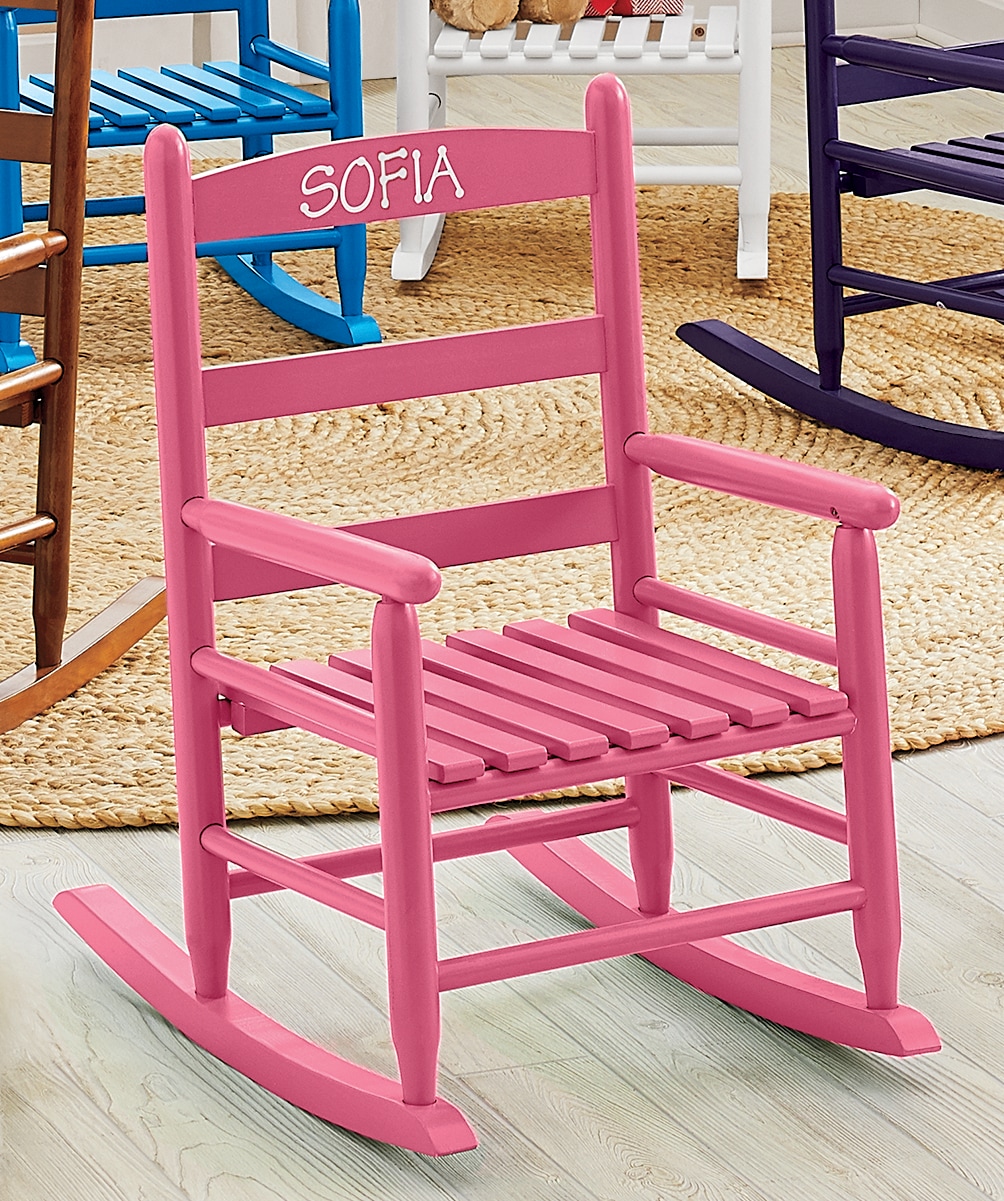 Child&rsquo;s Wood Rocking Chair, Pink, large
