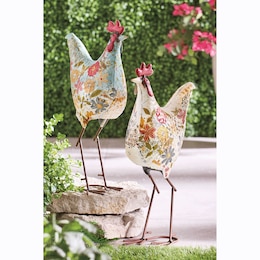 Floral Rooster Statue, , large