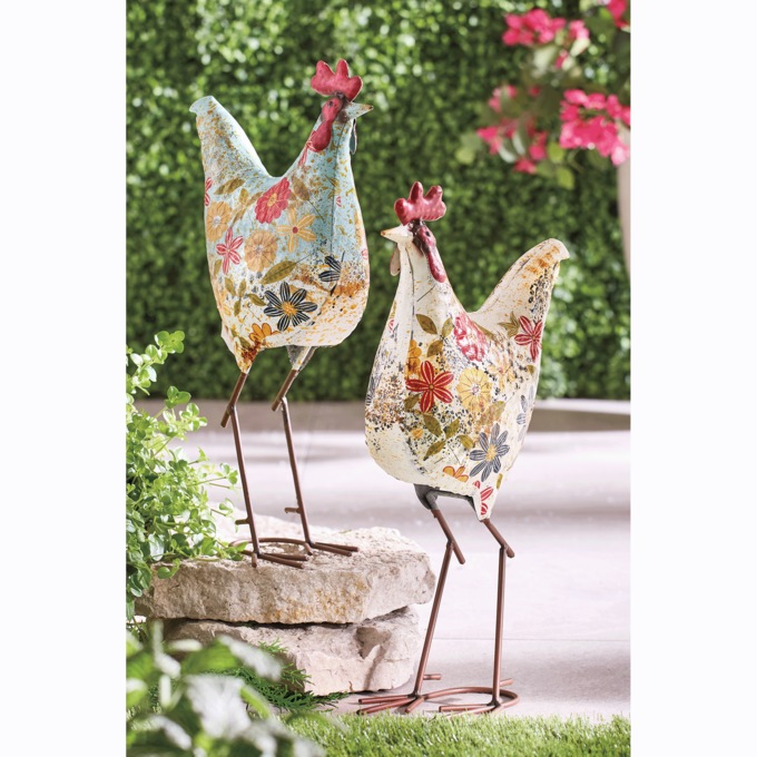 Floral Rooster Statue, , large