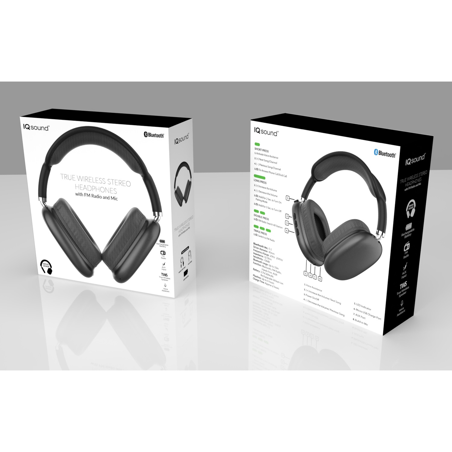 Supersonic IQ Sound High Performance Wireless Headphones Swiss Colony