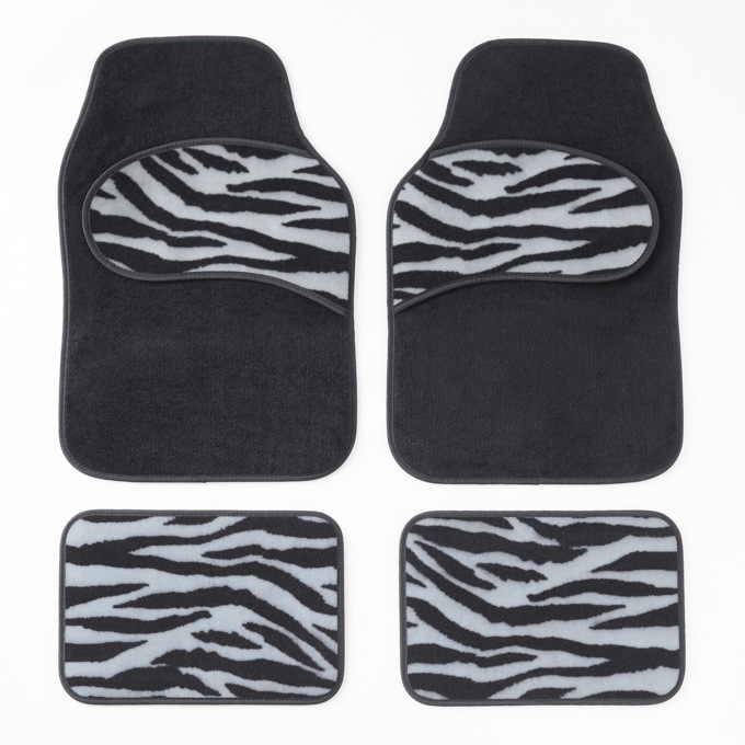 4-Piece Car Mat Set, Zebra, large