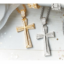 Men&#39;s Crystal Cross Pendant, , large