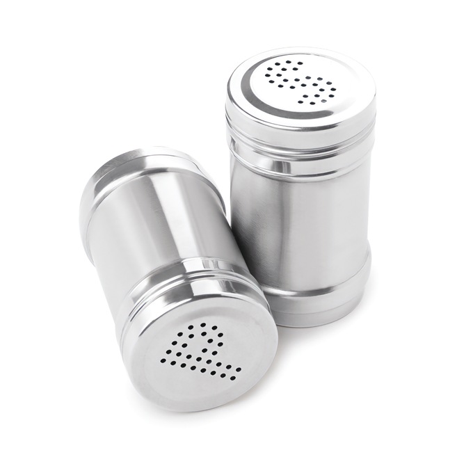 Set of 2 Stainless Steel Salt & Pepper Shakers, , large