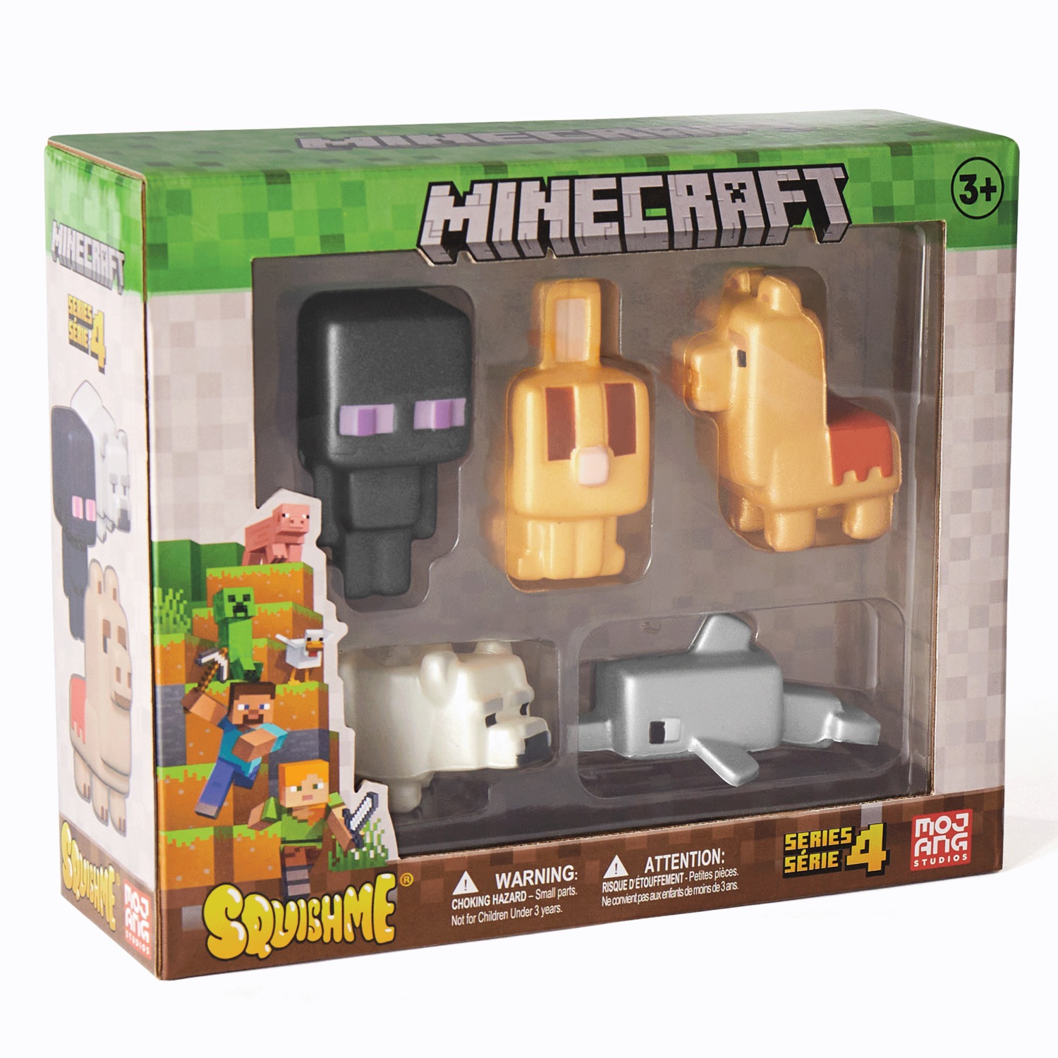 クリアサコッシュといぶぬいチャームとモチモチスクイッシー Minecraft SquishMe Plush Collector Set | Swiss Colony