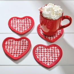 Set of 4 Quilted Heart Coasters, , large
