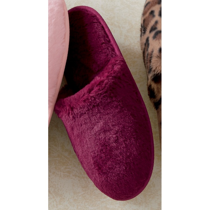 Furry Scuff, Burgundy, large