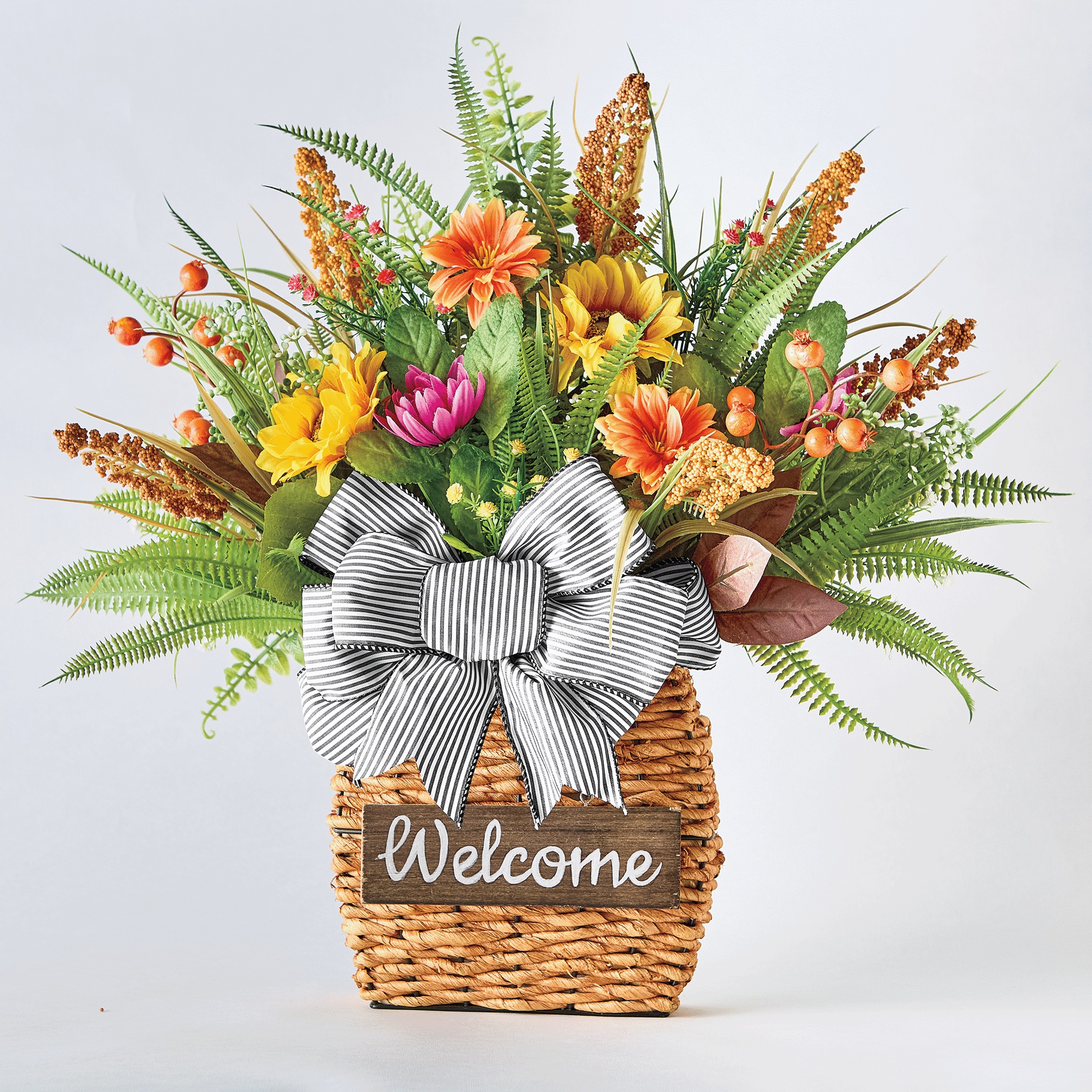 Harvest Hanging Basket with Sign | Rustic Home D&eacute;cor, Multi, large