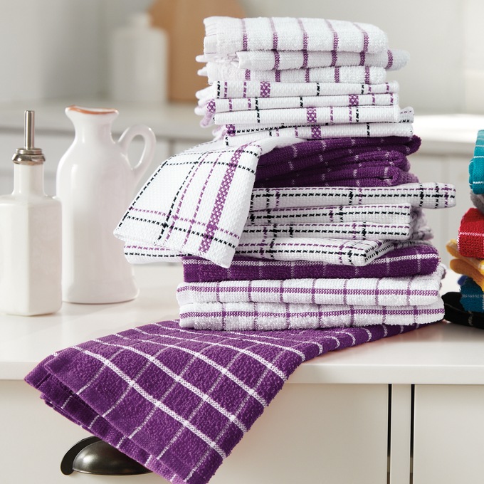 Purple dish towels kitchen deals