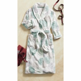 Textured Cozy Robe in Soft Fleece with Belt and Pockets, , large