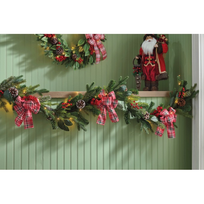 LED Lighted Pine and Berry Christmas Garland, Multi, large