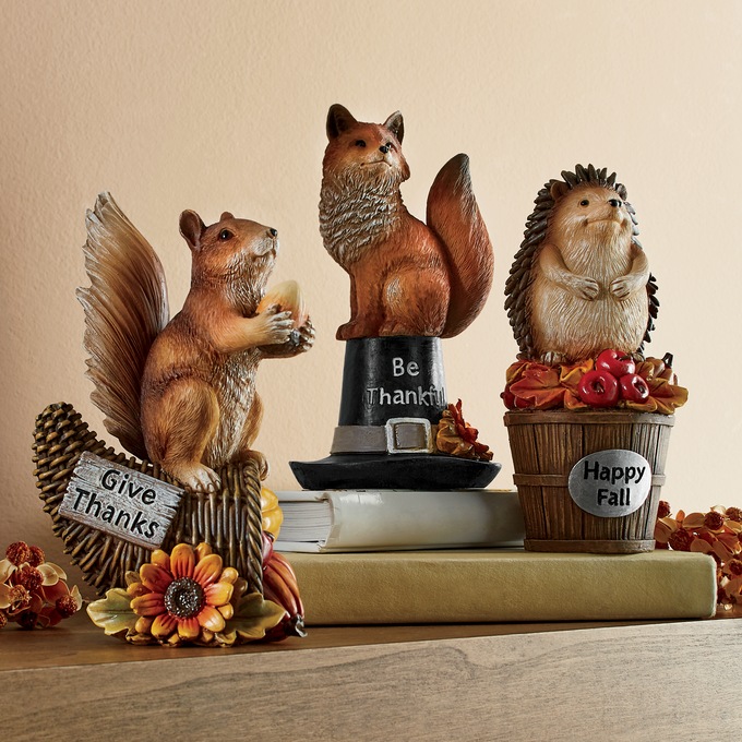 Set of 3 Harvest Woodland Shelf Sitters, , large