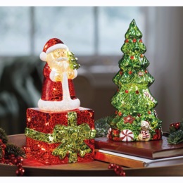 LED Glass Christmas Figurine, , large