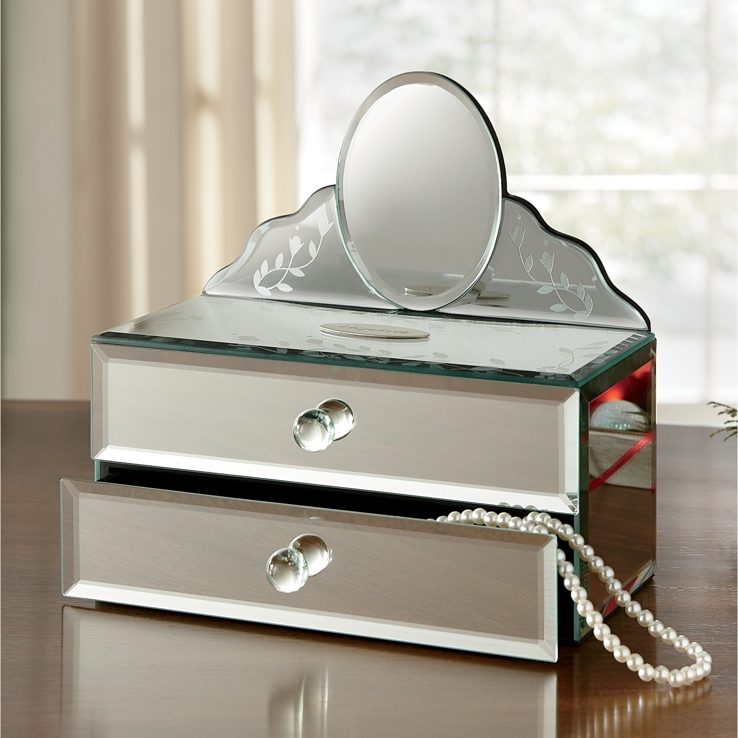 Personalized Mirrored Jewelry Box with Drawers Swiss Colony