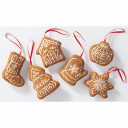 Set of 6 Fabric Ornaments, , large