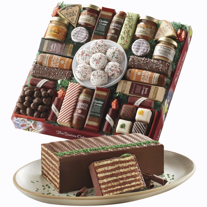 27 Favorites & Chocolate Dobosh Torte Christmas Food Gift Bundle by The Swiss Colony, , large