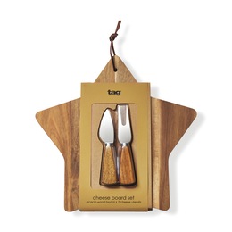 3-Piece Wooden Star-Shaped Cheese Board Set, , large