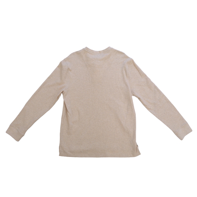Men's Thermal Cotton-Blend Henley, Oatmeal Heather, large