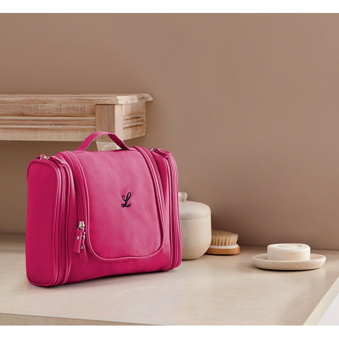 Pink hanging toiletry hot sale bag